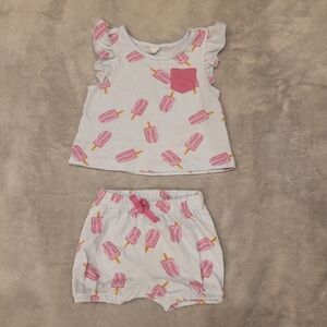 🧸2/20$ PL Baby 3M Ice Cream Print Matching Set Baby Girl Popfusee Popsicle